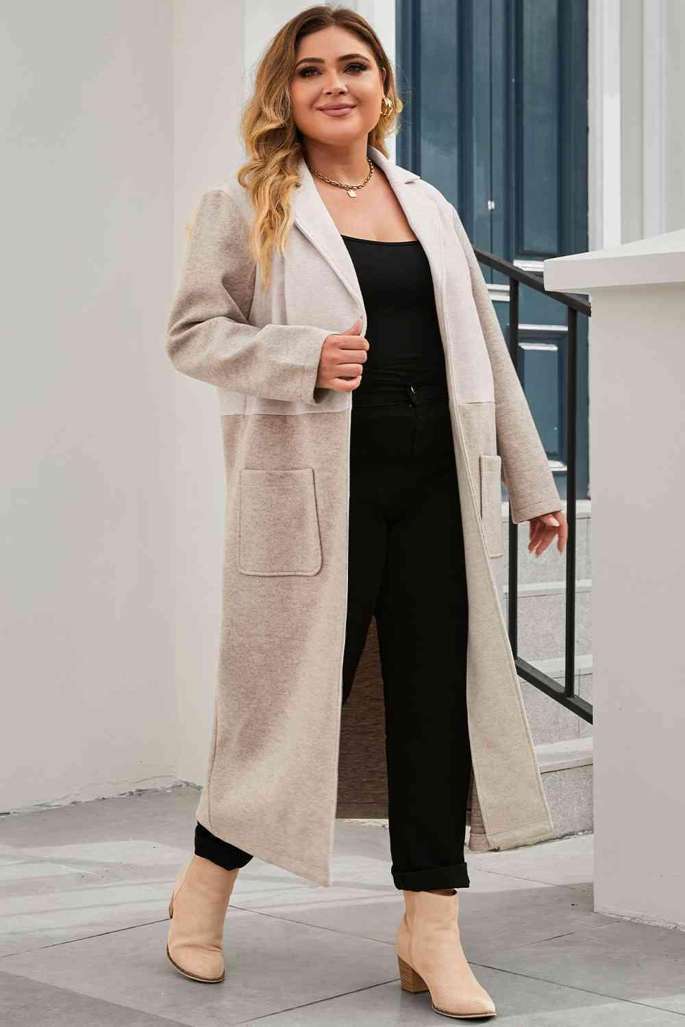 High-Grade Longline Plus Size Women's Trench Coat - MXSTUDIO.COM