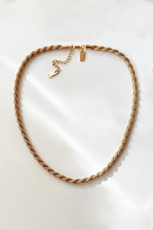 Highly Desired Gold-Plated Twisted Stainless Steel Necklace - MXSTUDIO.COM