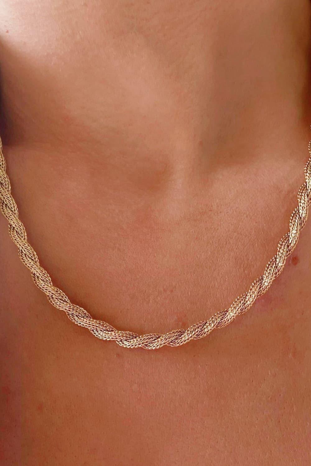 Highly Desired Gold-Plated Twisted Stainless Steel Necklace - MXSTUDIO.COM