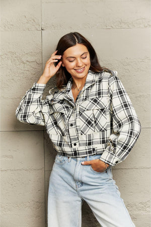 Hit The Street In Style Collared Plaid Shacket - MXSTUDIO.COM