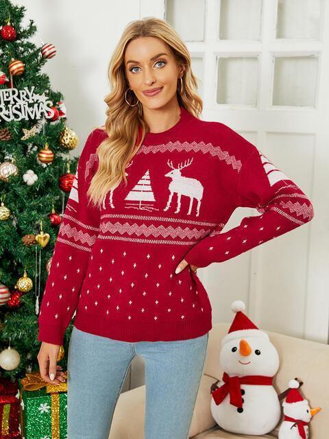 Holiday Vibe Reindeer Christmas Sweater - MXSTUDIO.COM