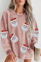 Holiday Vibe Sequin Santa Claus Sweatshirt-MXSTUDIO.COM