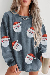 Holiday Vibe Sequin Santa Claus Sweatshirt-MXSTUDIO.COM