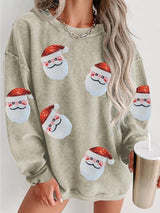 Holiday Vibe Sequin Santa Claus Sweatshirt-MXSTUDIO.COM