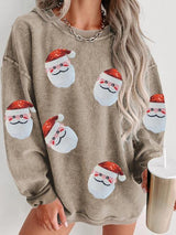 Holiday Vibe Sequin Santa Claus Sweatshirt-MXSTUDIO.COM