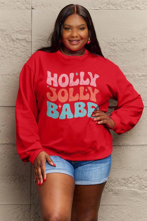 Holly Jolly Babe Plus Size Christmas Sweatshirt-MXSTUDIO.COM