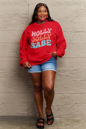 Holly Jolly Babe Plus Size Christmas Sweatshirt-MXSTUDIO.COM