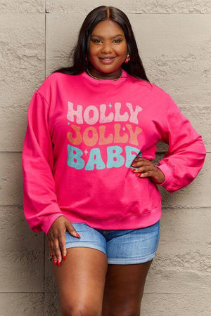 Holly Jolly Babe Plus Size Christmas Sweatshirt-MXSTUDIO.COM