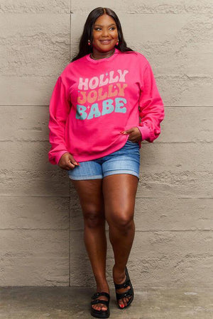 Holly Jolly Babe Plus Size Christmas Sweatshirt-MXSTUDIO.COM