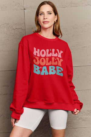 Holly Jolly Babe Plus Size Christmas Sweatshirt-MXSTUDIO.COM