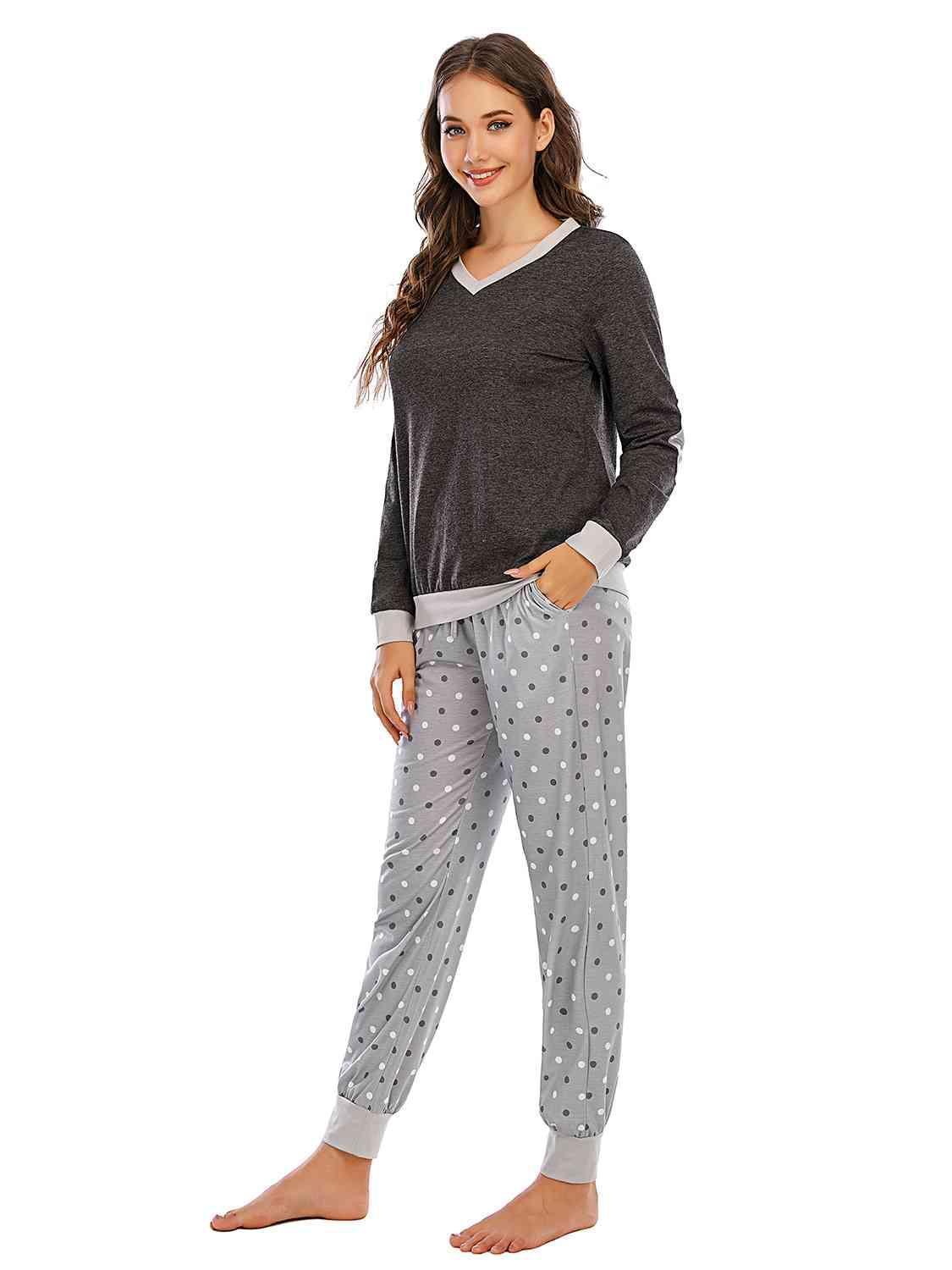 Homey Polka Dot Pants And Long Sleeve Set - MXSTUDIO.COM