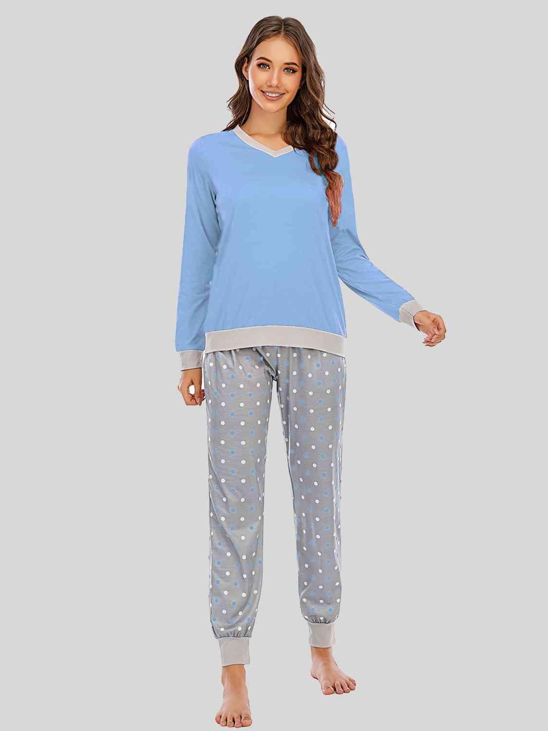 Homey Polka Dot Pants And Long Sleeve Set - MXSTUDIO.COM