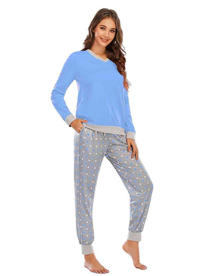 Homey Polka Dot Pants And Long Sleeve Set - MXSTUDIO.COM