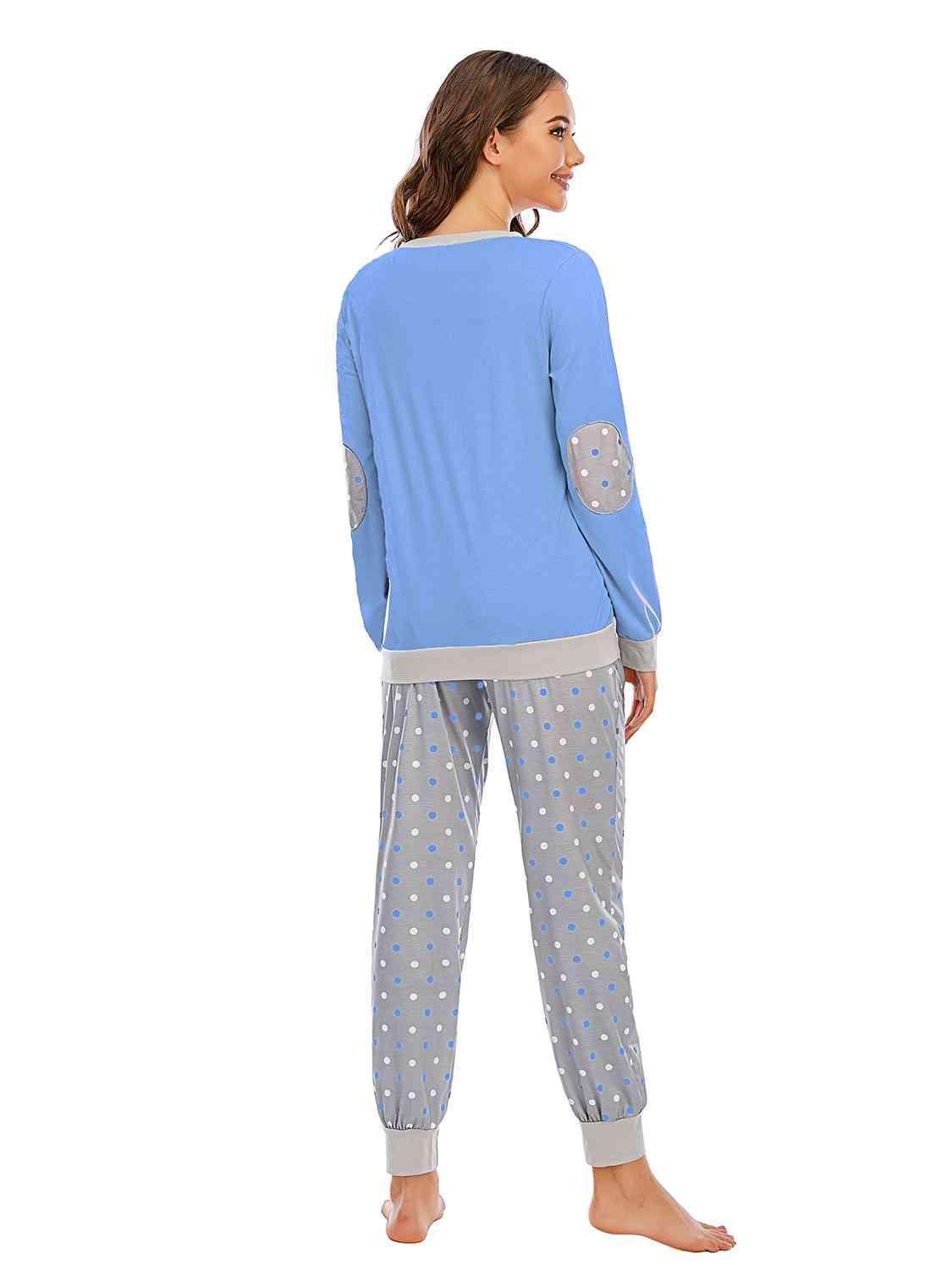 Homey Polka Dot Pants And Long Sleeve Set - MXSTUDIO.COM