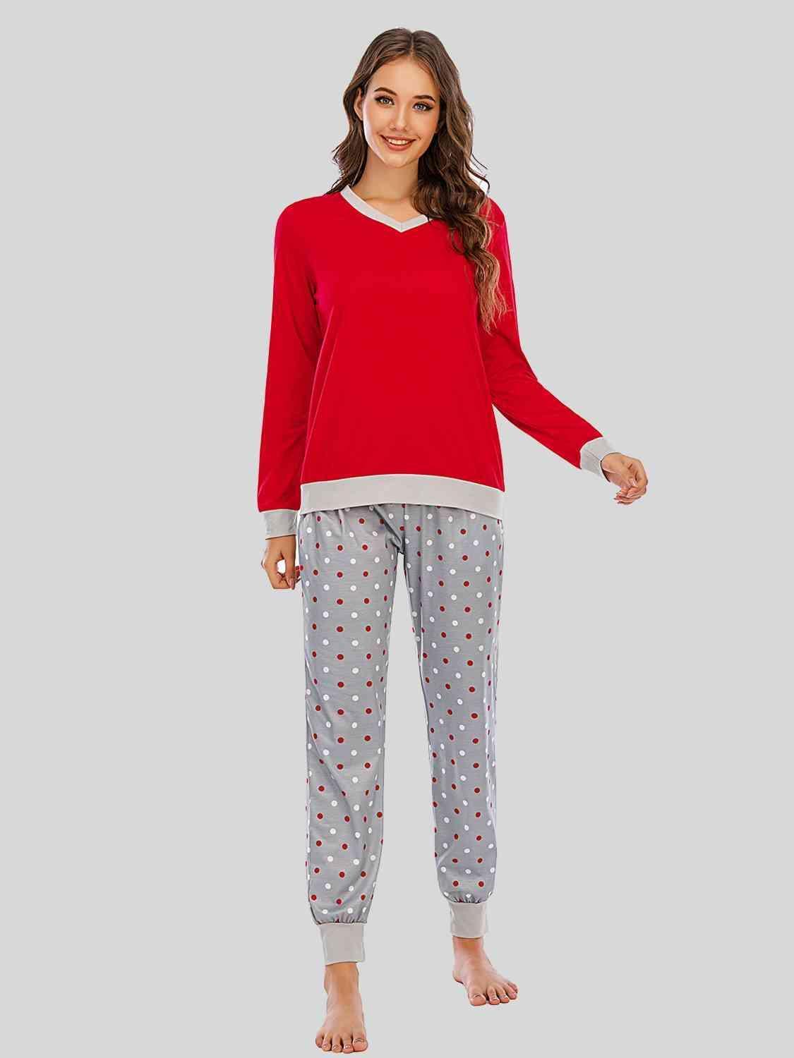 Homey Polka Dot Pants And Long Sleeve Set - MXSTUDIO.COM