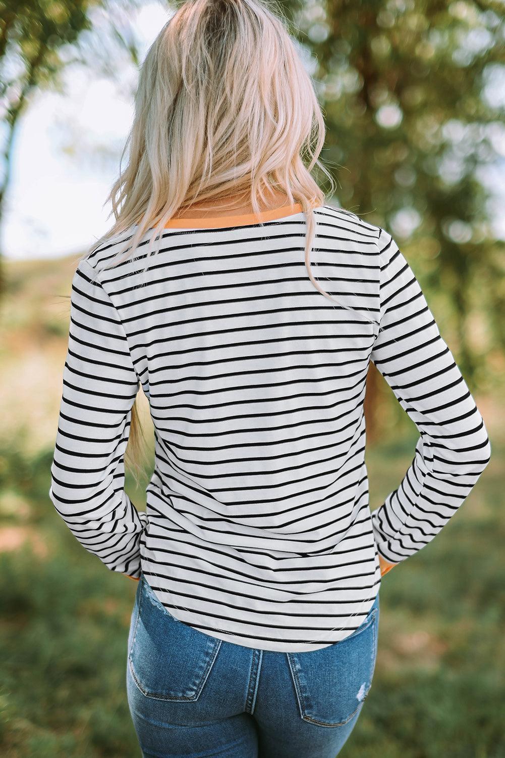 Homey White Striped Long Sleeve T-Shirt - MXSTUDIO.COM