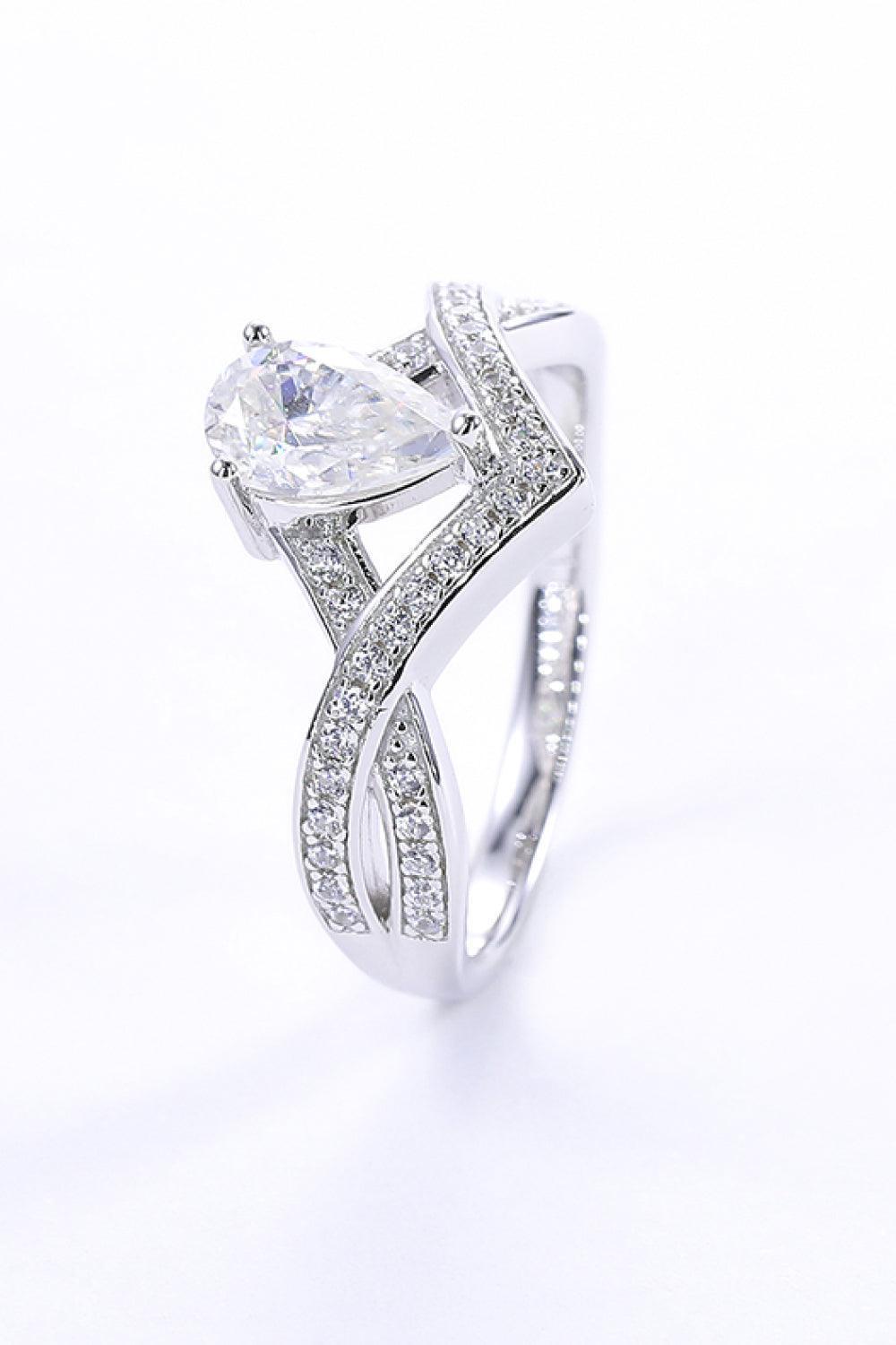 Hopeful Zircon Accent Teardrop 1 Carat Moissanite Ring - MXSTUDIO.COM