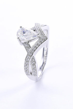 Hopeful Zircon Accent Teardrop 1 Carat Moissanite Ring - MXSTUDIO.COM