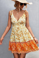 Hot Summer Bohemian Tie Shoulder Mini Dress - MXSTUDIO.COM