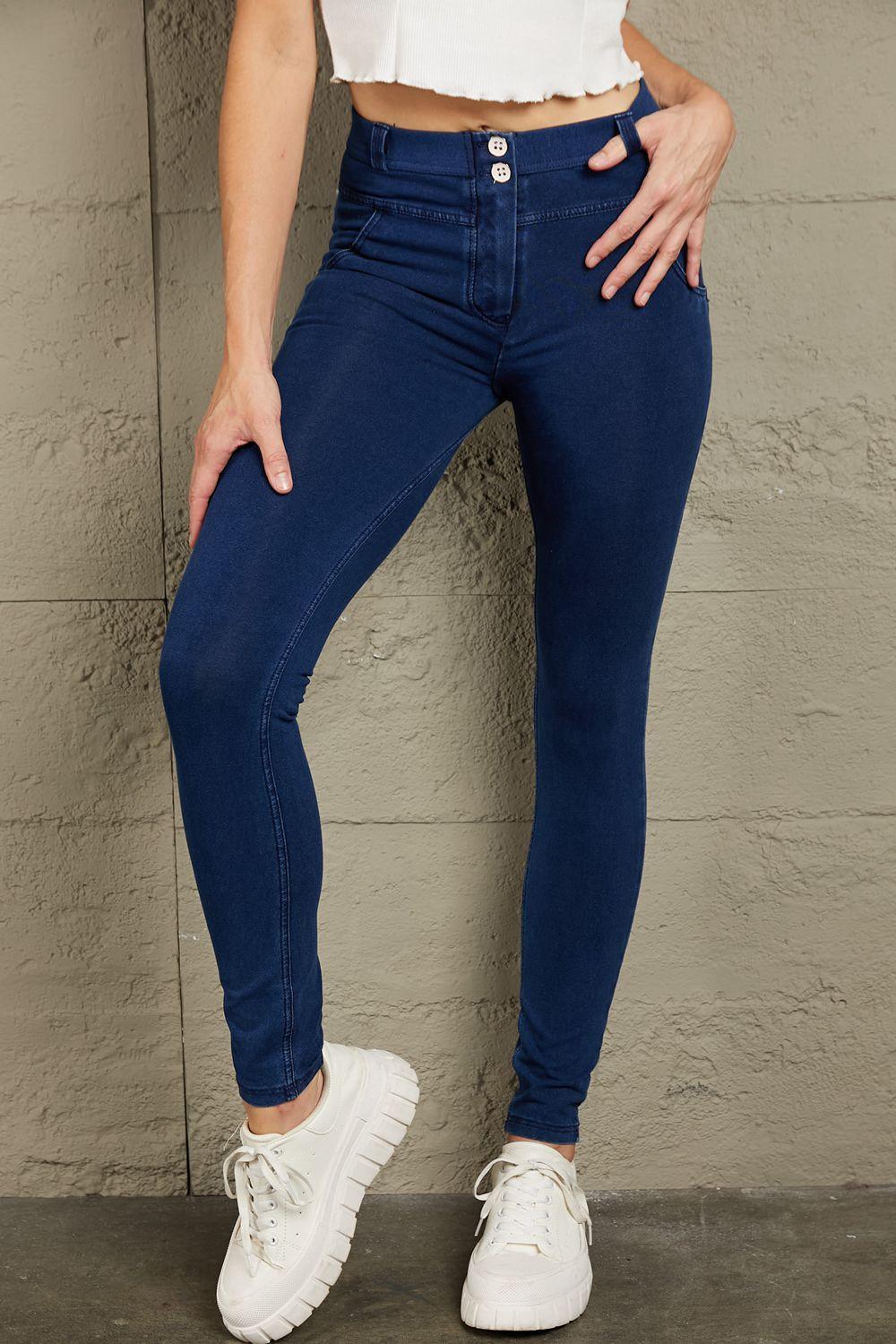 Huggable Fit Stretch Navy Blue Skinny Jeans - MXSTUDIO.COM