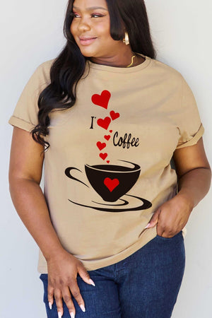 I Love Coffee Graphic Plus Size Coffee Lover T Shirt - MXSTUDIO.COM