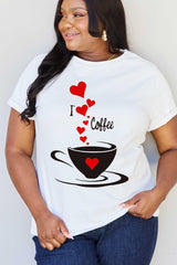 I Love Coffee Graphic Plus Size Coffee Lover T Shirt - MXSTUDIO.COM