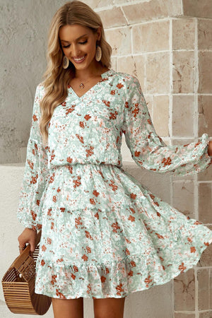 Ideal Girl Floral Frill Puff Sleeve Dress - MXSTUDIO.COM