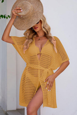 Ideal Pair Openwork Crocket Beach Cover-Up - MXSTUDIO.COM