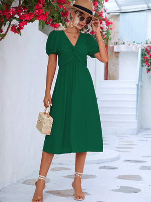 Ideal Summer Look A-Line Twist Front Midi - MXSTUDIO.COM