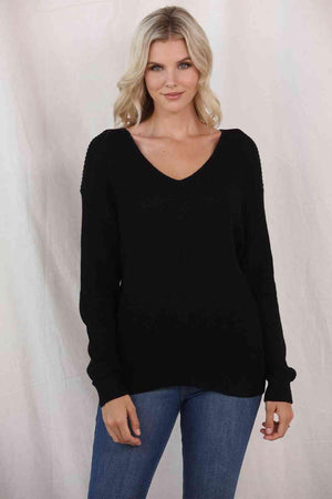 Ideal Warmth Long Sleeve V Neck Knit Sweater - MXSTUDIO.COM