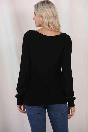 Ideal Warmth Long Sleeve V Neck Knit Sweater - MXSTUDIO.COM