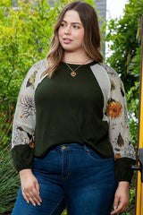 Idealized Waffle-Knit Plus Size Floral Blouse - MXSTUDIO.COM