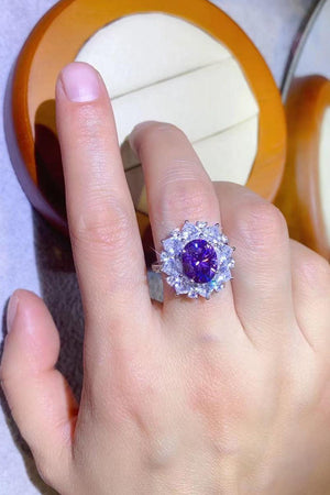 Idyllic Platinum-Plated 3 Carat Purple Moissanite Ring - MXSTUDIO.COM