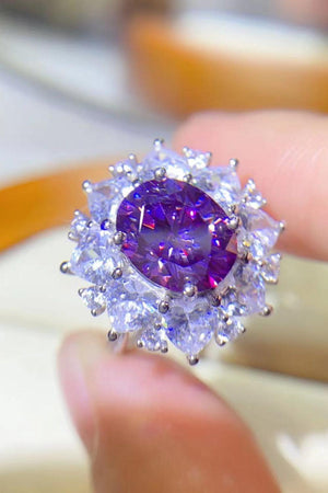 Idyllic Platinum-Plated 3 Carat Purple Moissanite Ring - MXSTUDIO.COM