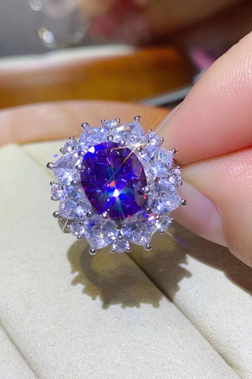 Idyllic Platinum-Plated 3 Carat Purple Moissanite Ring - MXSTUDIO.COM