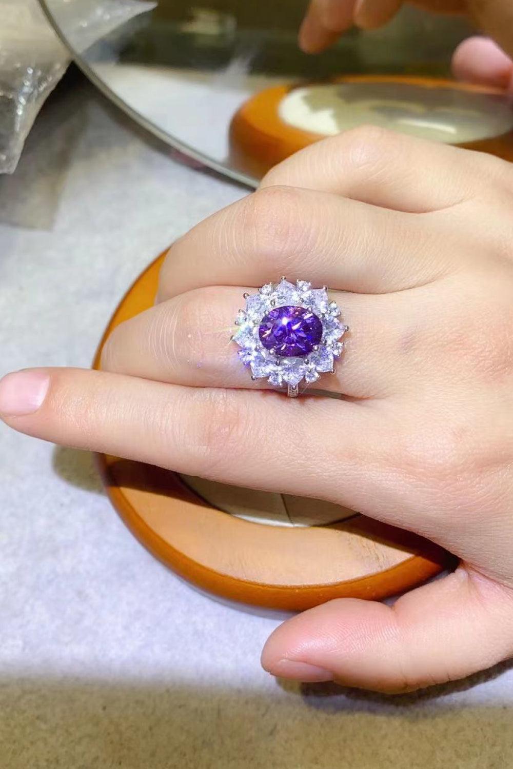 Idyllic Platinum-Plated 3 Carat Purple Moissanite Ring - MXSTUDIO.COM