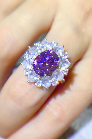 Idyllic Platinum-Plated 3 Carat Purple Moissanite Ring - MXSTUDIO.COM