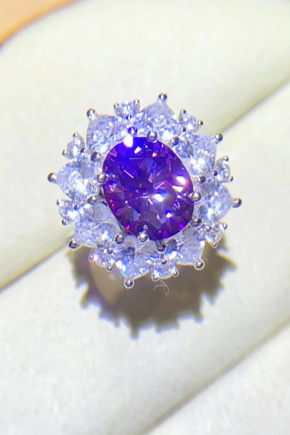 Idyllic Platinum-Plated 3 Carat Purple Moissanite Ring - MXSTUDIO.COM