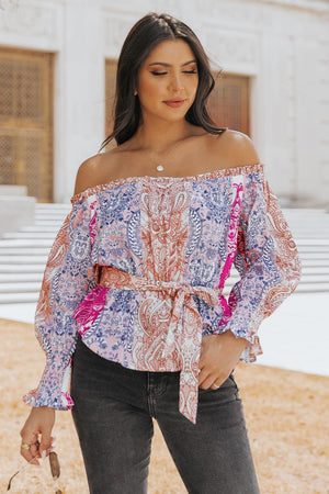 Ignore Negativity Long Sleeve Off Shoulder Blouse - MXSTUDIO.COM