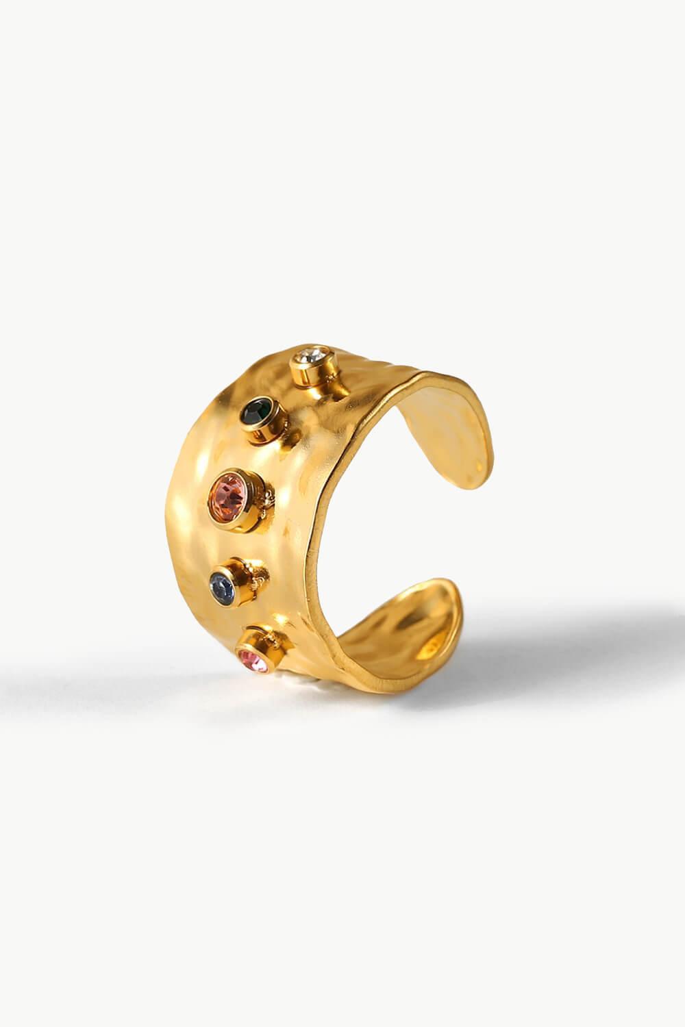 18K Gold-Plated Zircon Ring - MXSTUDIO.COM