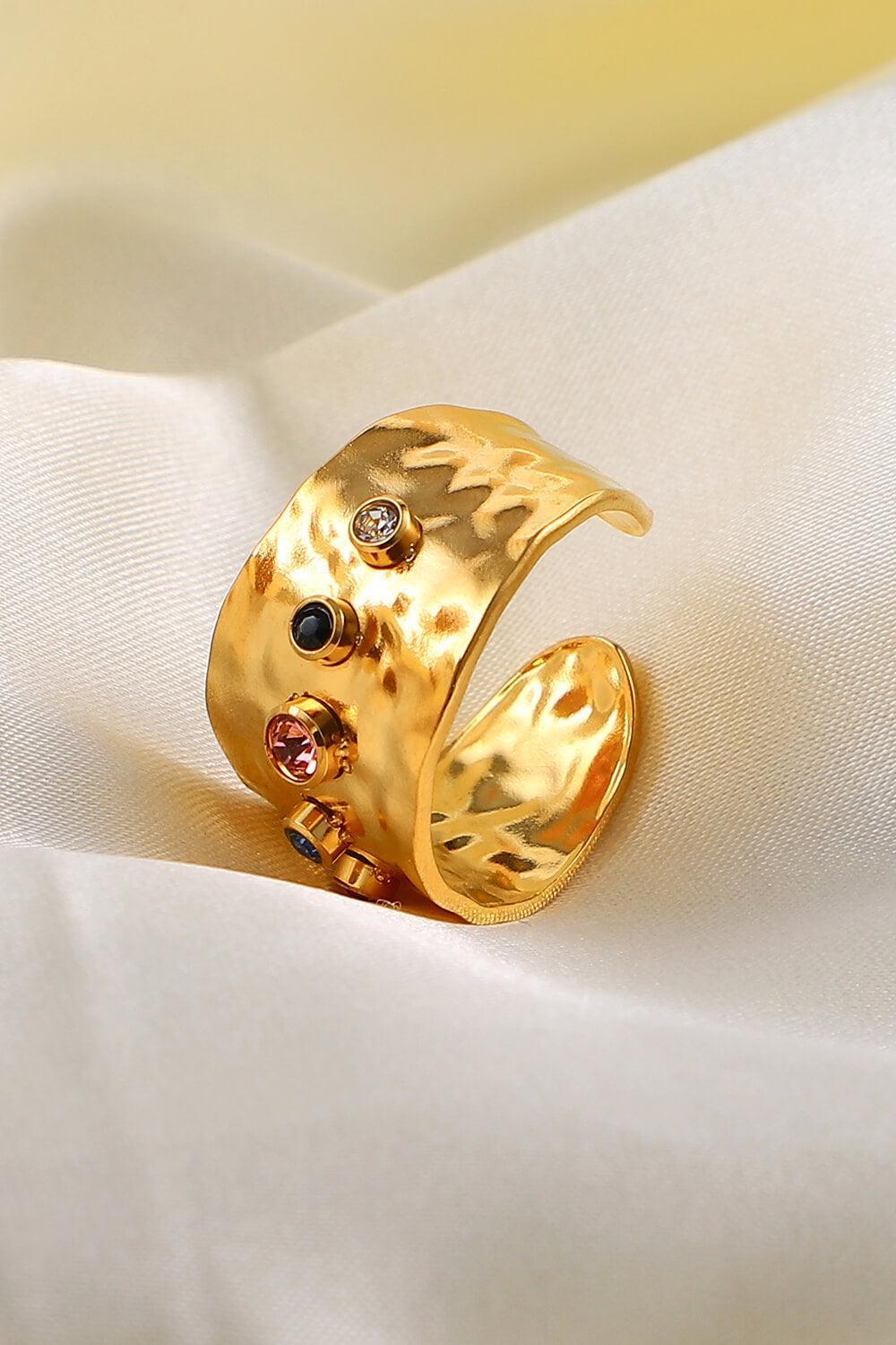 18K Gold-Plated Zircon Ring - MXSTUDIO.COM