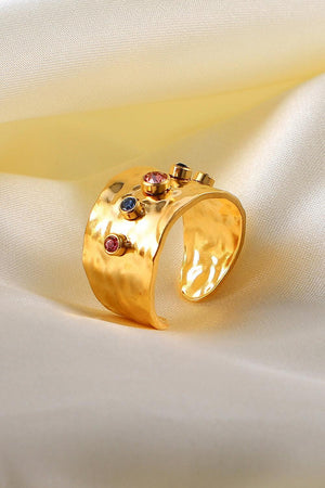 18K Gold-Plated Zircon Ring - MXSTUDIO.COM