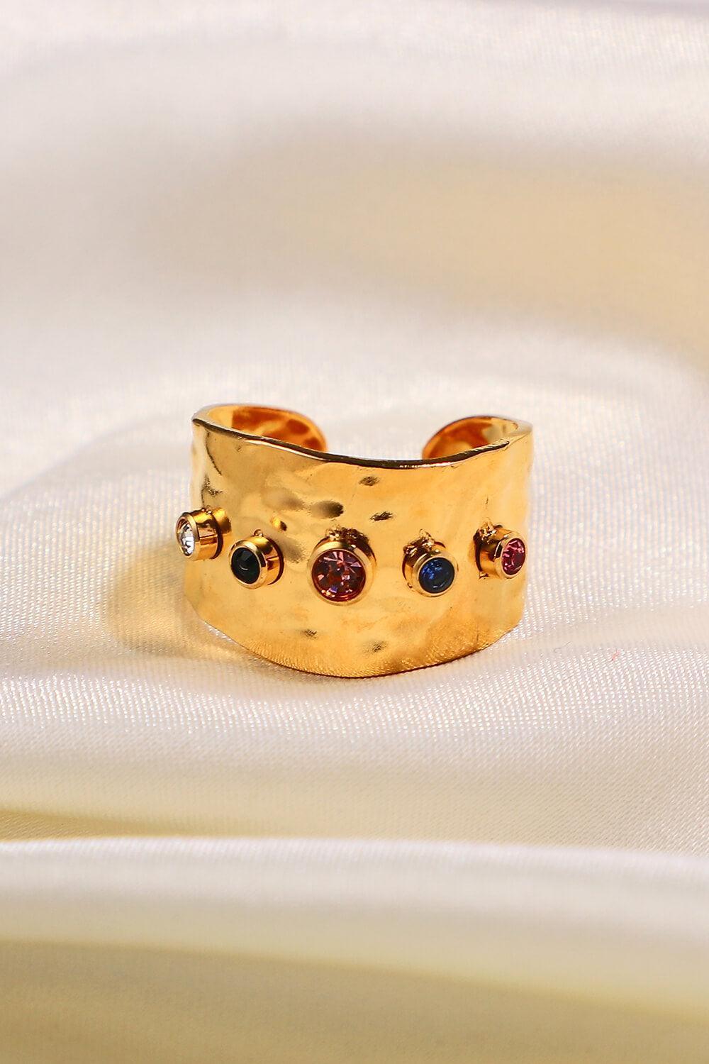 18K Gold-Plated Zircon Ring - MXSTUDIO.COM