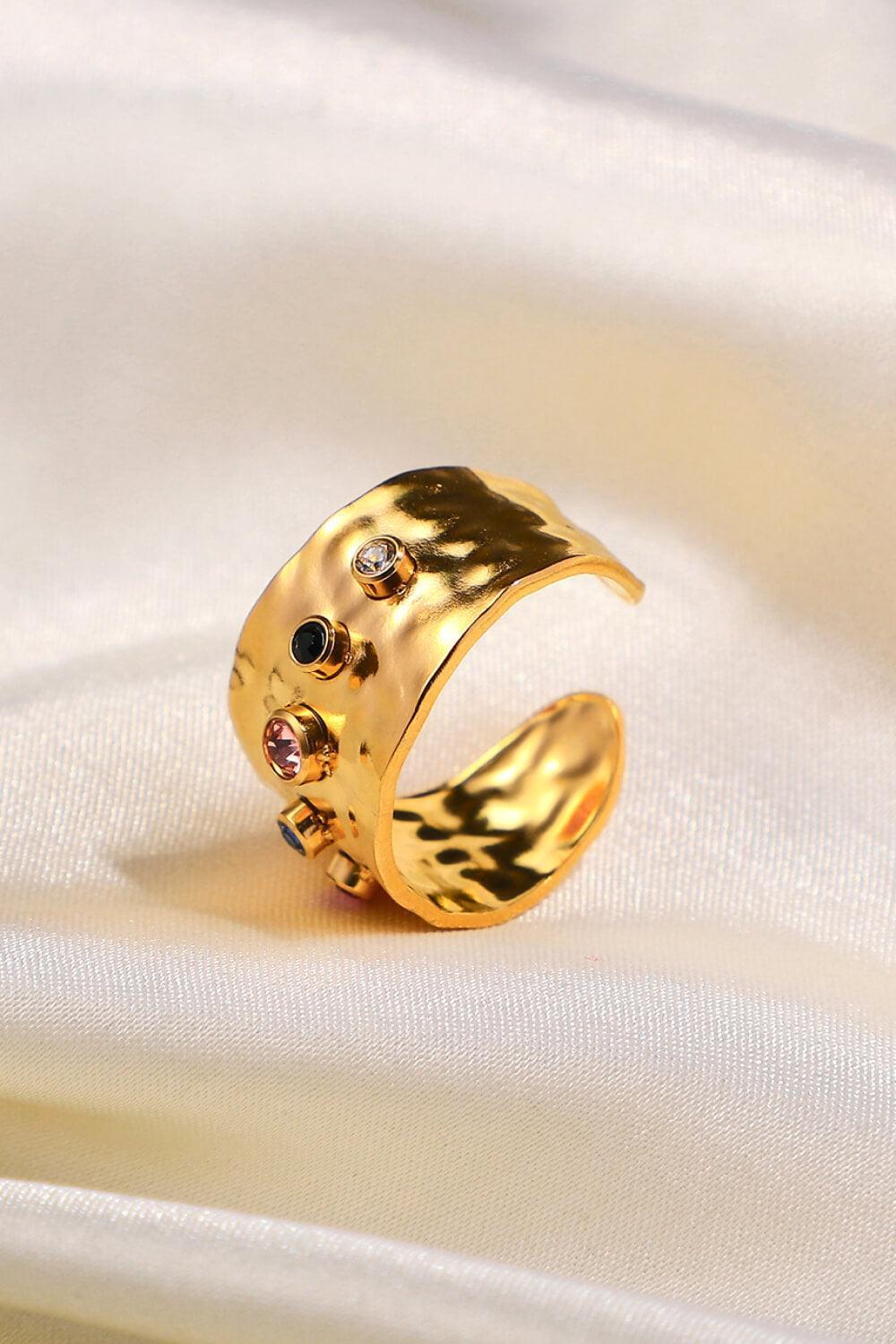 18K Gold-Plated Zircon Ring - MXSTUDIO.COM