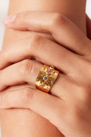 18K Gold-Plated Zircon Ring - MXSTUDIO.COM