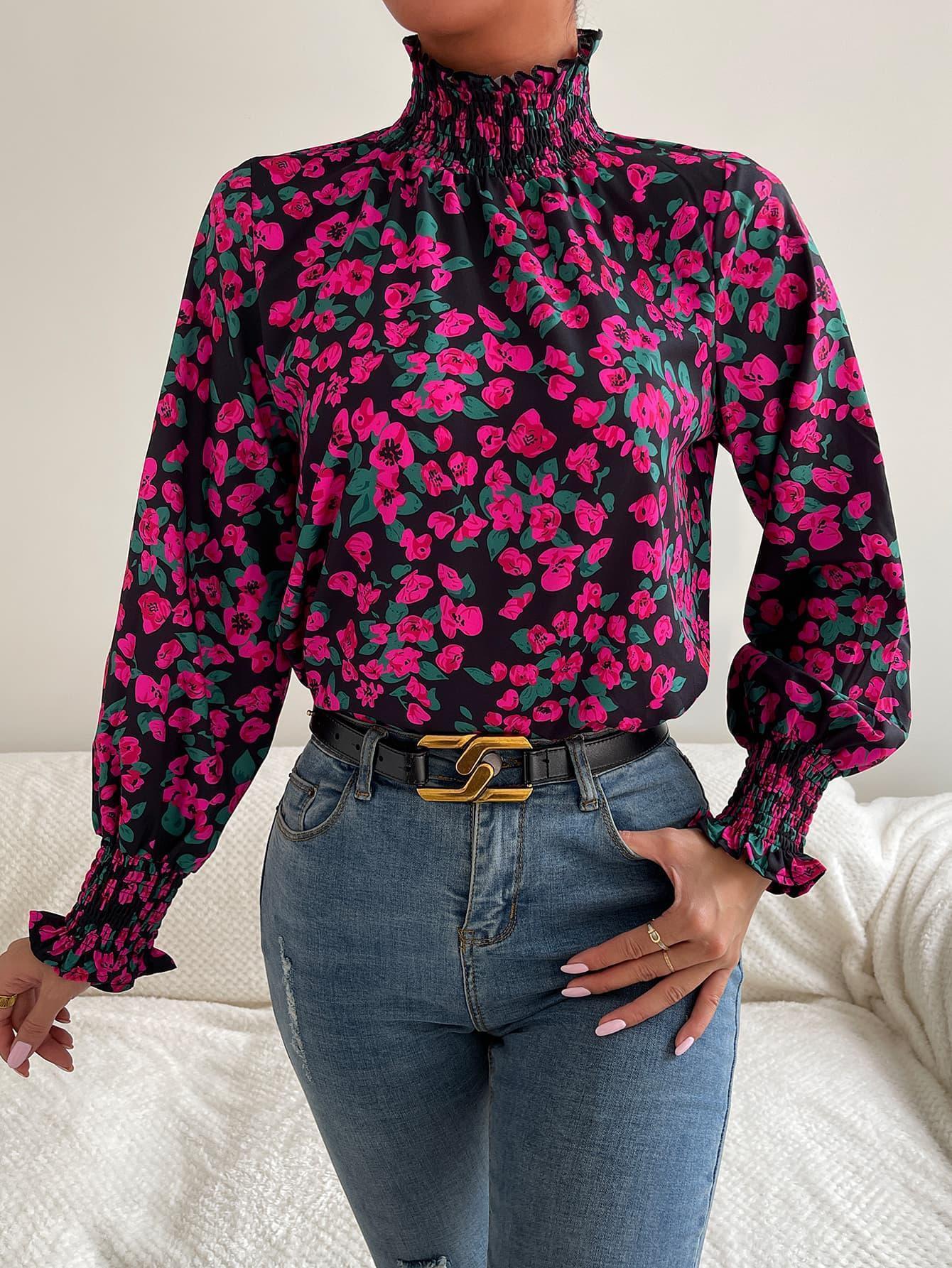 I'm In Control Floral Long Sleeve Blouse - MXSTUDIO.COM