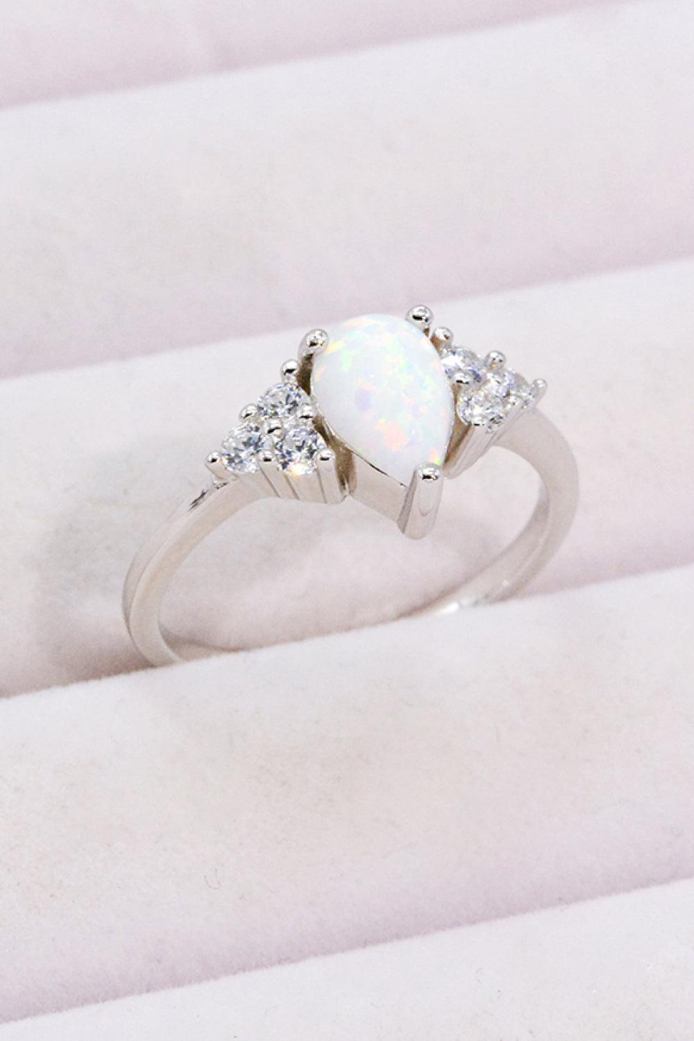 Immeasurable Love Zircon Accent Teardrop Opal Ring - MXSTUDIO.COM