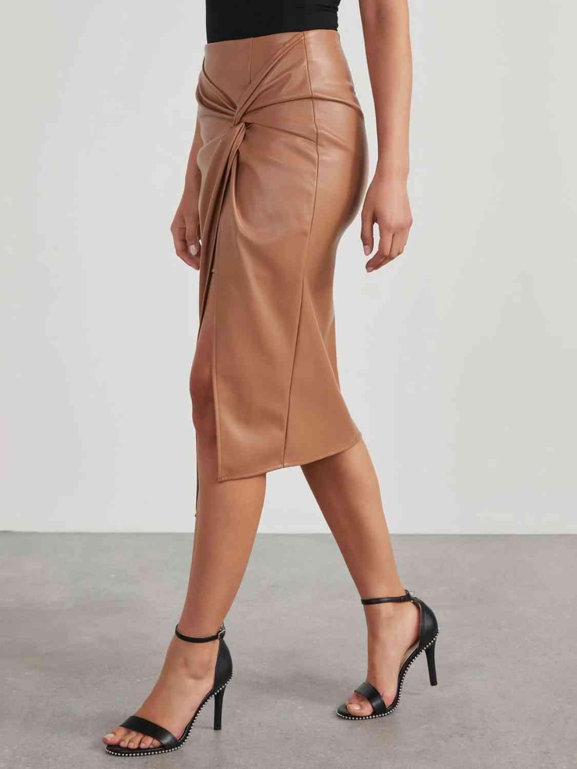 Impeccable Look Black Faux Leather Slit Skirt - MXSTUDIO.COM