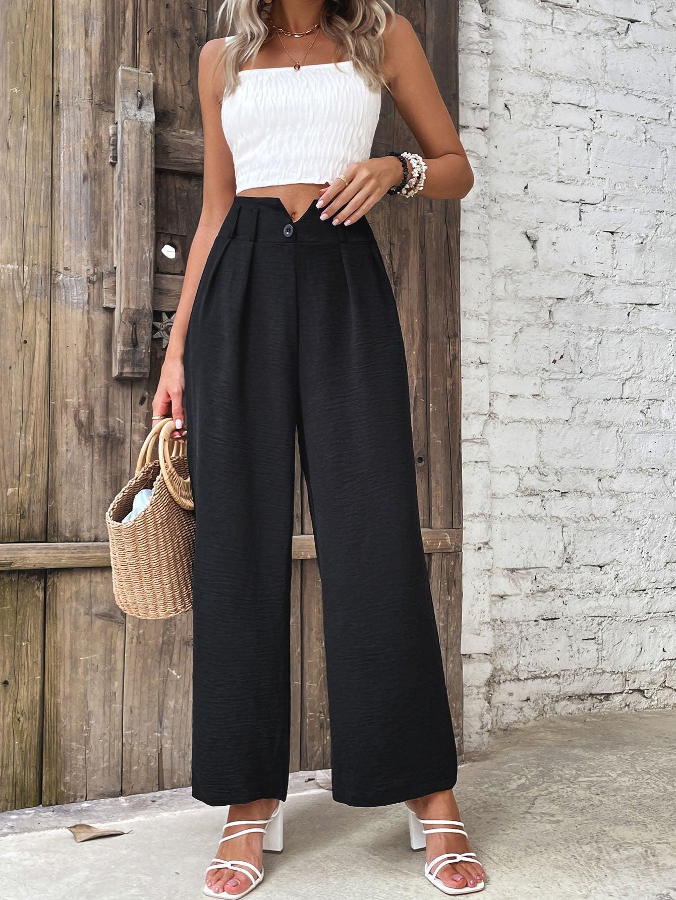 Impeccable Look Stretch Black Wide Leg Pants - MXSTUDIO.COM