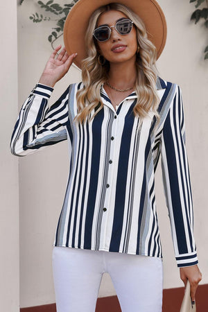 Impeccable Striped Collared Button-Down Shirt - MXSTUDIO.COM